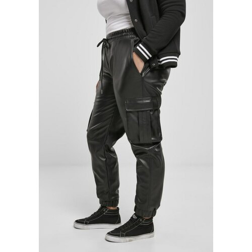 Urban Classics ladies faux leather cargo pants black Slike