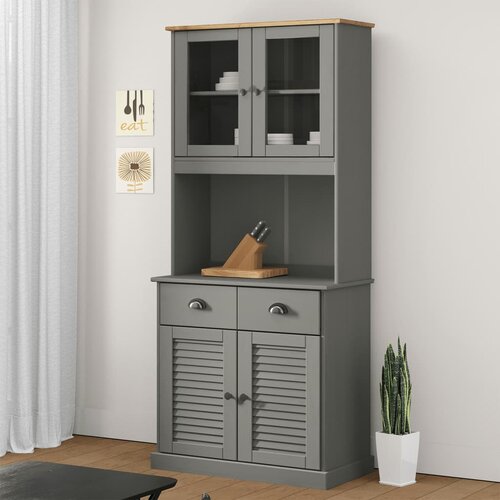 vidaXL Visoka komoda VIGO siva 78 x 40 x 175 cm od masivne borovine Cijene