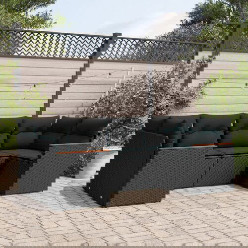 vidaXL 6-dijelni set vrtnih sofa s jastucima crni od poliratana Cijene