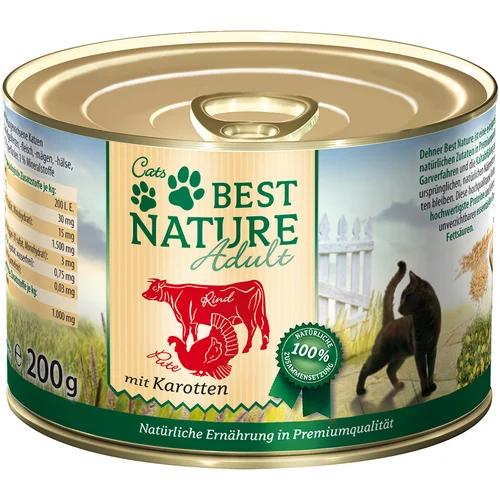 Best Nature Varčno pakiranje Cat Adult 12 x 200 g - Govedina, puran in korenje