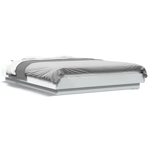 vidaXL Okvir kreveta s LED svjetlima bijeli 140 x 190 cm drveni