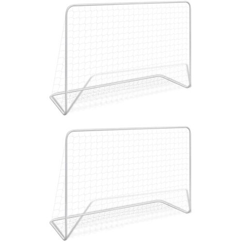  Nogometni goli 2 kosa z mrežo jeklo 182x61x122 cm bele barve Slike