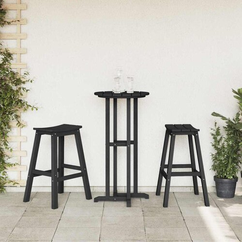 Set bar stolova za vrt 3 pcs Crna HDPE Slike