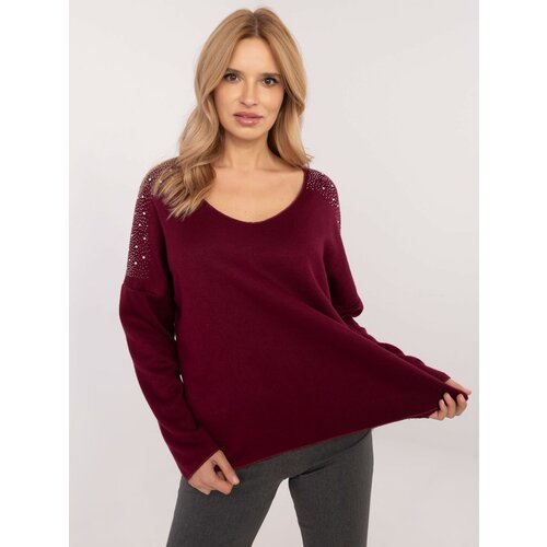 Fashionhunters Burgundy women's oversize sweater Slike