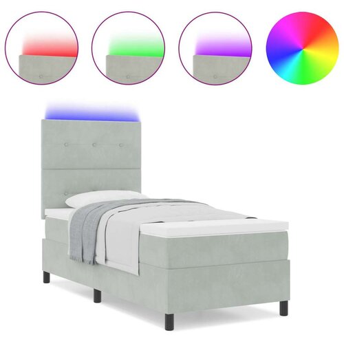 Box Spring Krevet s Madracem &amp;amp;amp LED Osvjetljenjem Svjetlosiva 90x200 cm Bar&amp;scaron;un Slike