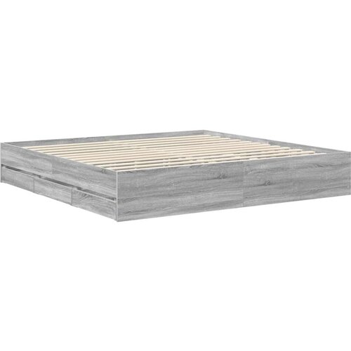  Okvir za krevet Siva Sonoma 200 x 200 cm Inženjersko Drvo Slike