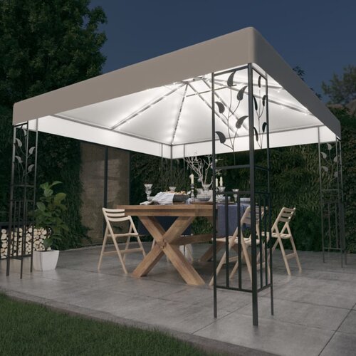 vidaXL Paviljon z LED lučkami 3x3 m bel Cene