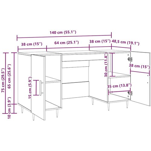  Stol s policom Staro drvo 140 x 50 x 75 cm Konstruirano drvo Slike