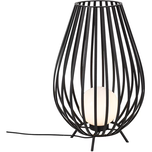 QAZQA Dizajnerska talna svetilka črna z opalom 70 cm - Angela