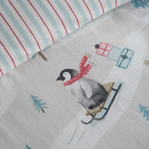 Catherine Lansfield Flanelska posteljina za krevet za jednu osobu u prirodnoj boji 135x200 cm Brushed Christmas Penguins &amp;ndash; Slike