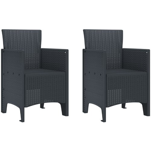 VidaXL Vrtna stolica Set od 2 Antracit Plastika Standard Izdržljivo Slike