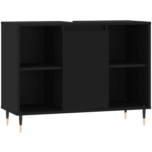 Maison Chic Kopalniška omarica - Kopalniški kabinet črna 80x33x60 cm inženirski les, (21794745) Cene