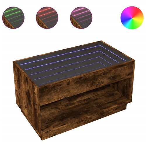 Maison Chic Klubska mizica - kavna mizica - Nizka mizica z neskončnimi LED dimljen hrast 90x50x50 cm, (21752348) Cene