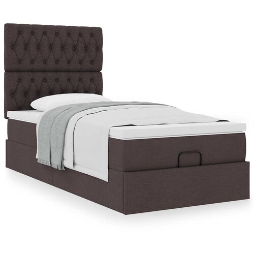 VidaXL Otomanski posteljni okvir z vzmetnico rjav 100x200 cm blago Slike