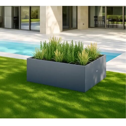 Herstera Garden Cube Low XL | Metalna niska žardinjera za cvijeće | 750 L | Antracit - BRANDED IN EU Cene