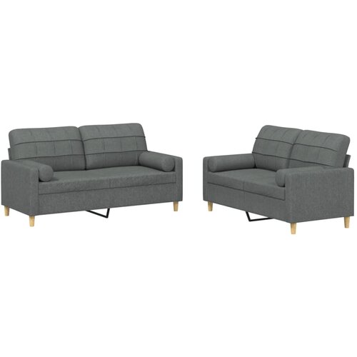 Maison Chic Sedežna garnitura - kavč 2-delna z vzglavniki temno sivo blago, (21728786) Cene