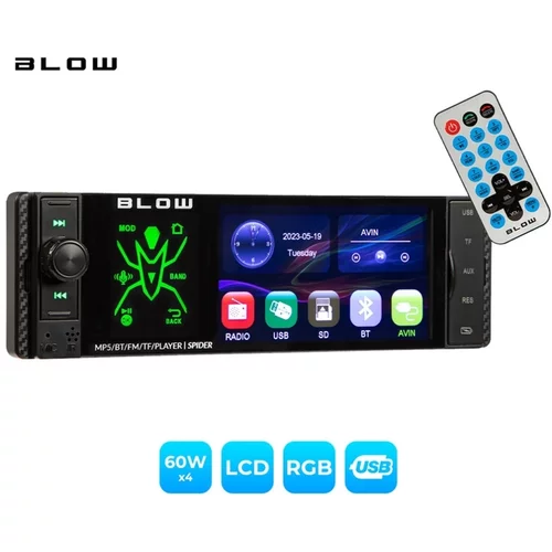 Blow avtoradio Spider, RDS, FM Radio, Bluetooth, 4x60W, zasl