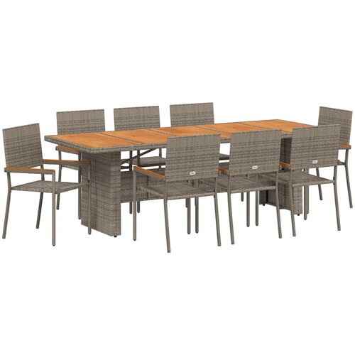  Vrtni set za objed 9 kom. Siva poliratan 240 x 90 x 75 cm Slike