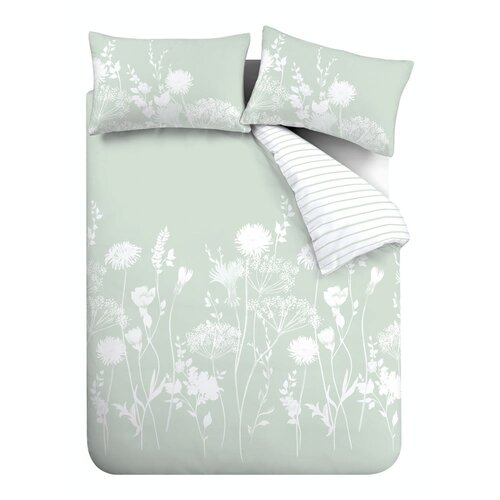 Catherine Lansfield Bela in zelena posteljnina Meadowsweet Floral, 200 x 200 cm Cene