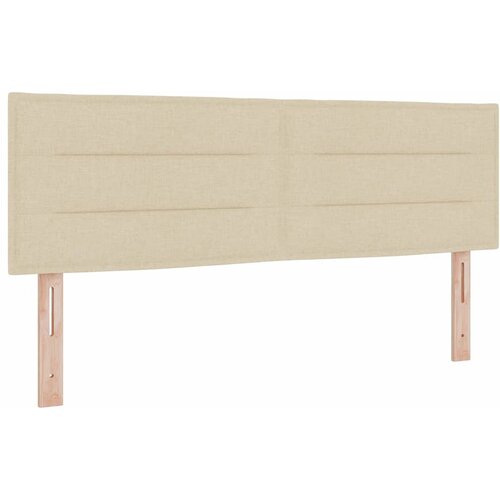  LED Box Spring Krevet s LED trakama Krema 140 x 190 cm tkanina Slike