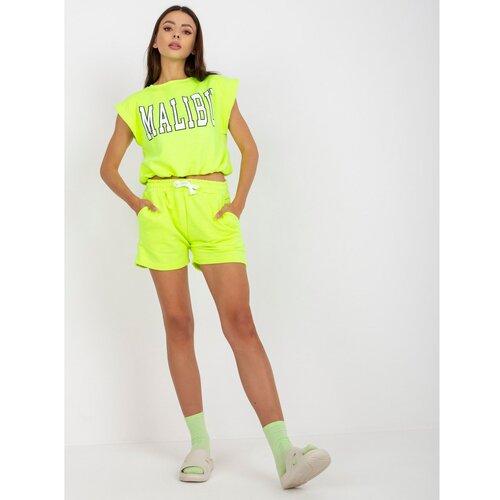 Fashion Hunters Lime two-piece sweatshirt set with shorts Slike