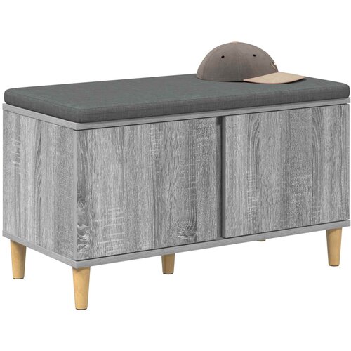  Klupa za hodnik s jastukom Sivi Sonoma 80 x 38 x 46 cm Slike