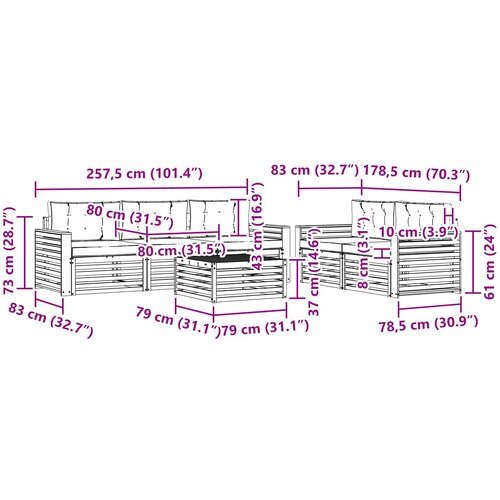  Set vanjskih sofa 6 kom. Prirodna i antracit Slike