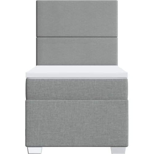 VidaXL Box spring krevet s madracem svjetlosivi 90x190 cm od tkanine Slike