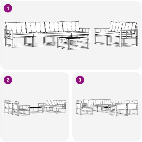  Set vanjskih sofa 7 kom. Bijela i svjetlosiva Slike