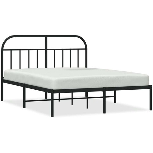 VidaXL Metalni okvir za krevet s uzglavljem crni 135x190 cm Slike