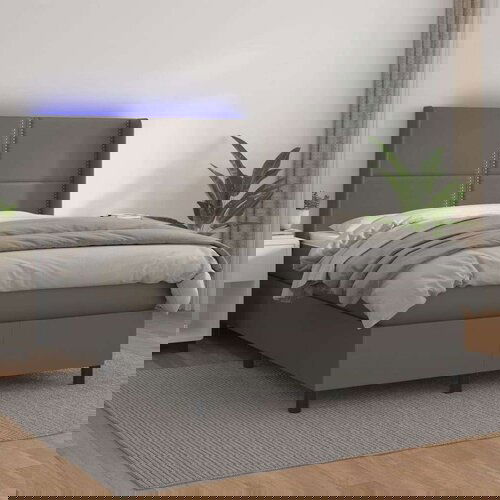  Krevet box spring s madracem LED sivi 140x200cm od umjetne kože Cijene
