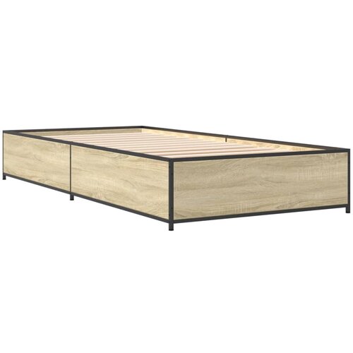 VidaXL Okvir za krevet boja hrasta 100x200cm konstruirano drvo i metal Slike