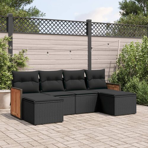 vidaXL 6-dijelni set vrtnih sofa s jastucima crni od poliratana Cijene