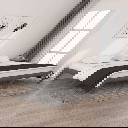  Posteljni okvir siv iz trdne borovine 200x200 cm, (20646604) Cene