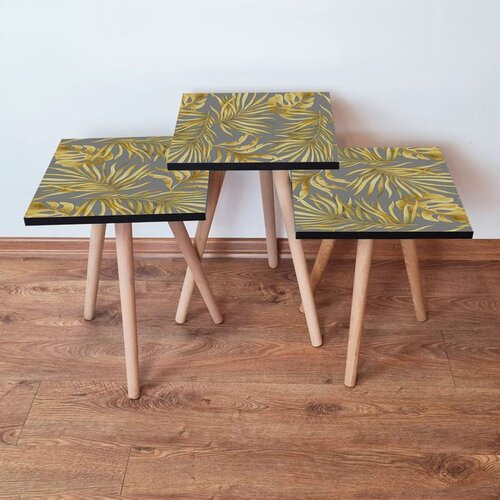 Hanah home 3Shp237 - grey greyyellow nesting table (3 pieces) Cene