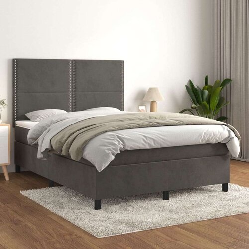  Box spring posteljni z vzmetnico temno siv 140x190 cm žamet, (20736096) Slike