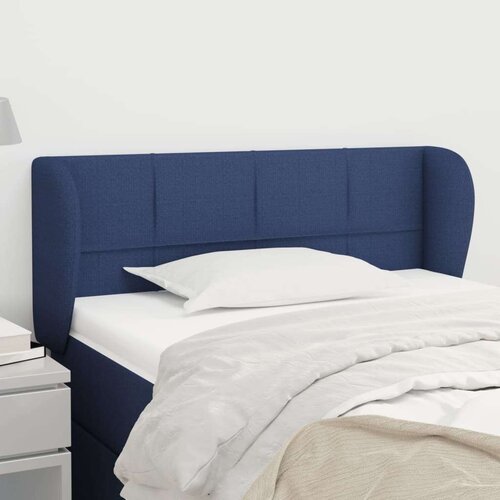  Vzglavje z u&amp;scaron;esi modro 103x23x78/88 cm blago, (20735493) Slike