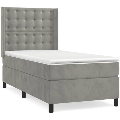 VidaXL Box spring krevet s madracem svjetlosivi 90x190 cm bar&amp;scaron;unasti Slike