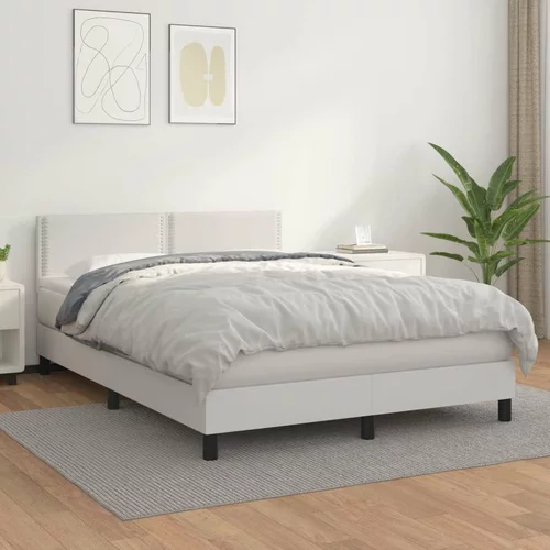  Box spring postelja z vzmetnico bel 140x200 cm umetno usnje, (20894327)