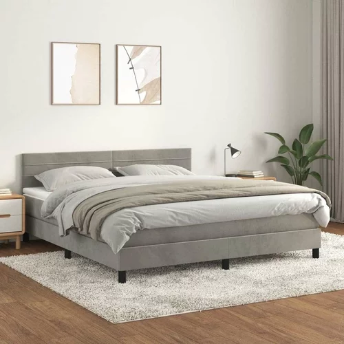  Box spring postelja z vzmetnico svetlo siva 160x200 cm žamet, (20902436)