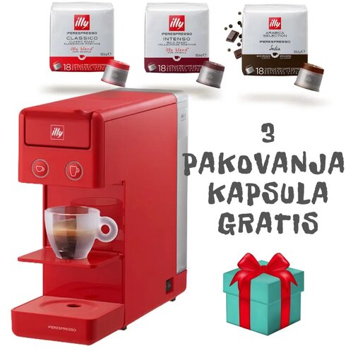 Illy Y3.3 Crveni - IperEspresso Aparat za Kafu + 3 kut kapsula AKCIJA Cene