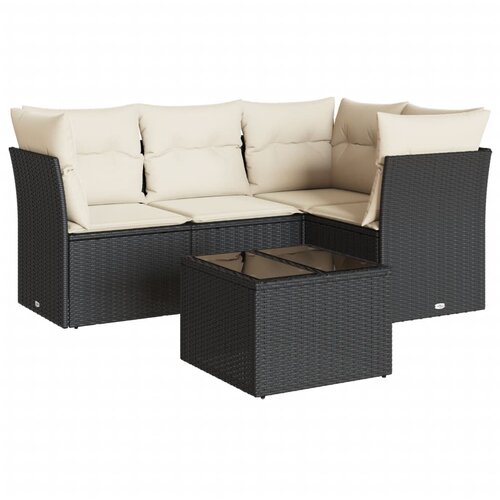  5-dijelna vrtna garnitura od poliratana s jastucima crna 179 x 124 x 69 cm Slike