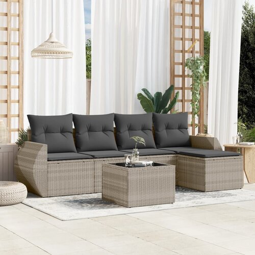vidaXL 6-dijelni set vrtnih sofa od poliratana s jastucima svjetlosivi Cijene