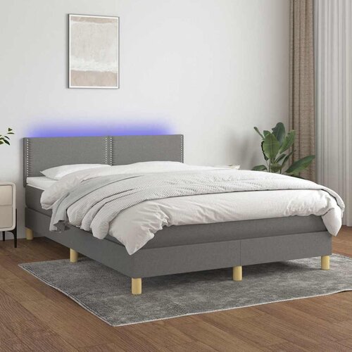  box spring s madracem LED tamnosivi 140x200 cm tkanina Cijene