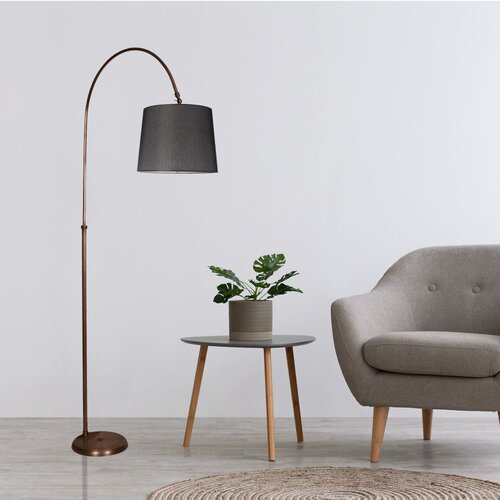 Opviq Lina lambader bakır ayak pramit hasır siyah abajurlu ChromeBlack Floor Lamp Cene