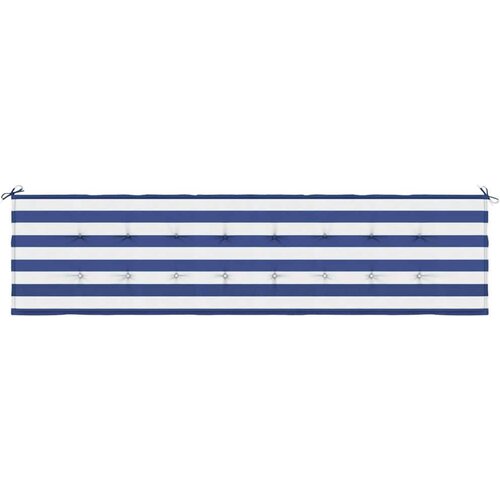 VidaXL Jastuk za vrtnu klupu plavo-bijeli prugasti 200x50x3 cm tkanina Slike