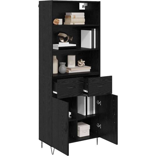 VidaXL Highboard Zidne s ladicama 2 pcs Crni hrast Konstruirano drvo Slike