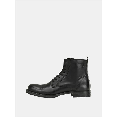 Jack & Jones Black Men's Leather Ankle Boots Russel Cene