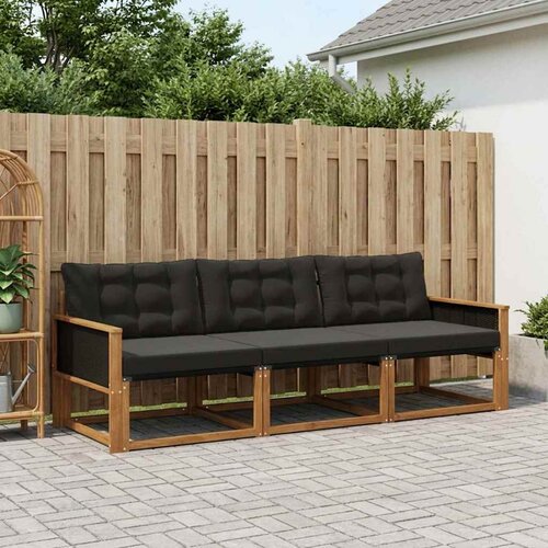  Set vanjskih sofa s jastukom 3 pcs Prirodna i crna Cene