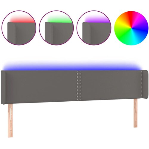 Maison Chic led posteljno vzglavje - vzglavna omarica - nočna omarica sivo 183x16x78/88 cm umetno usnje, (21710756) Cene